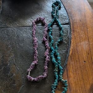 Purple and Teal Beaded Necklaces